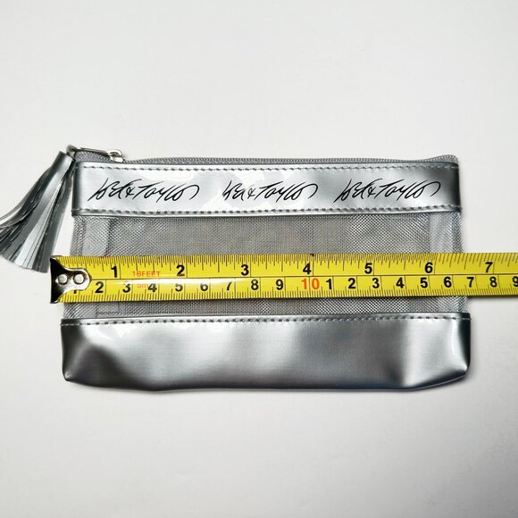SOLD—Lord & Taylor Silver Mesh Cosmetic Bag Zipper Pouch - Picture 7 of 9
